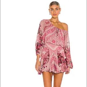 Free People Seven Wonders Mini Dress in Black Motif